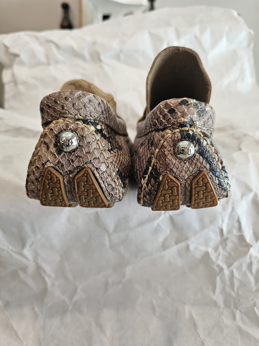 Cole Haan Snakeskin Print Leather Loafer Flats Slip On Round Toe Women 7.5 - Picture 7 of 9